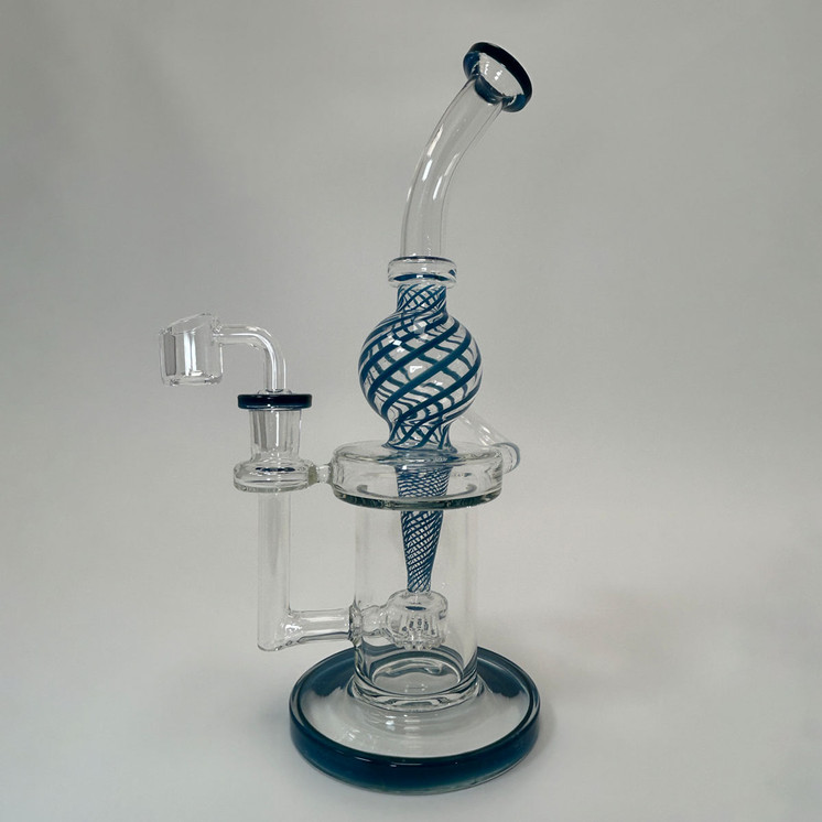 Waterpipe 10 Inch - Recycler Color Swirl Ball With Showerhead Perc