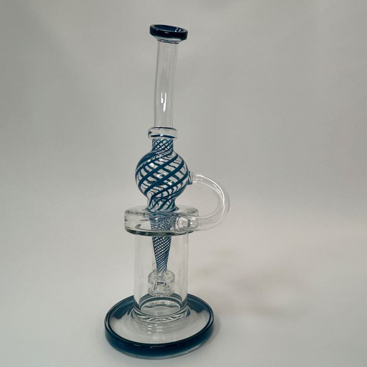 Waterpipe 10 Inch - Recycler Color Swirl Ball With Showerhead Perc