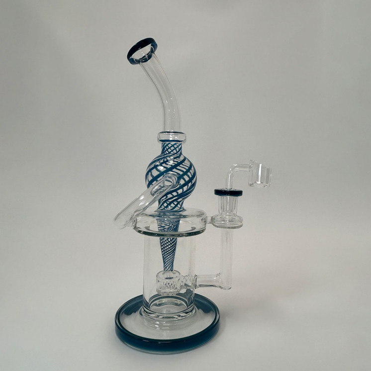 Waterpipe 10 Inch - Recycler Color Swirl Ball With Showerhead Perc