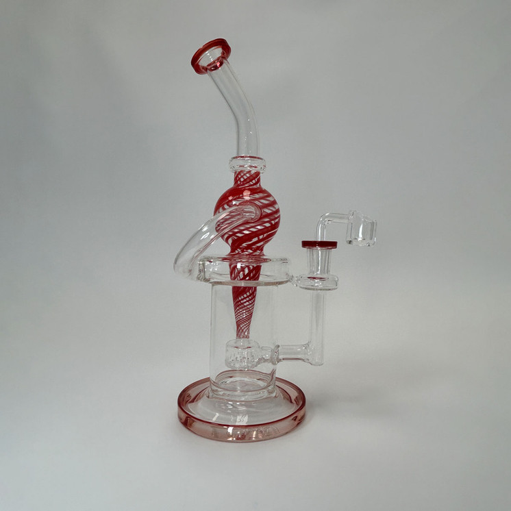 Waterpipe 10 Inch - Recycler Color Swirl Ball With Showerhead Perc