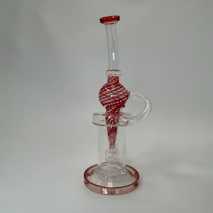 Waterpipe 10 Inch - Recycler Color Swirl Ball With Showerhead Perc