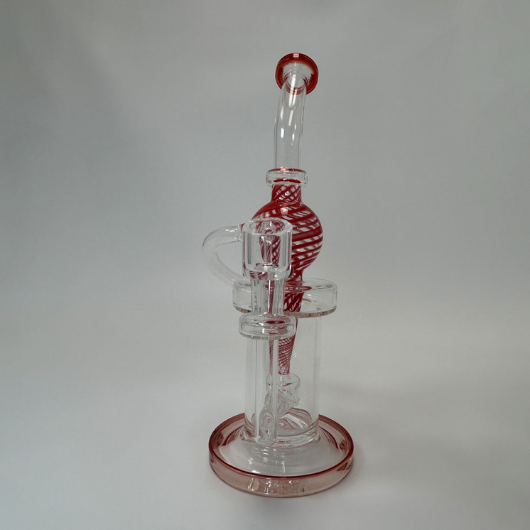 Waterpipe 10 Inch - Recycler Color Swirl Ball With Showerhead Perc