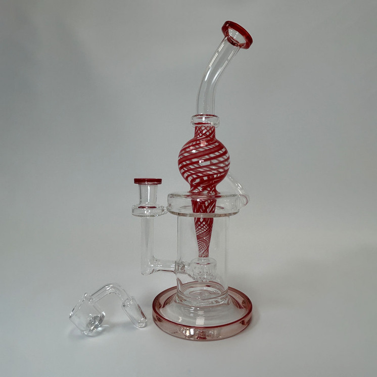 Waterpipe 10 Inch - Recycler Color Swirl Ball With Showerhead Perc
