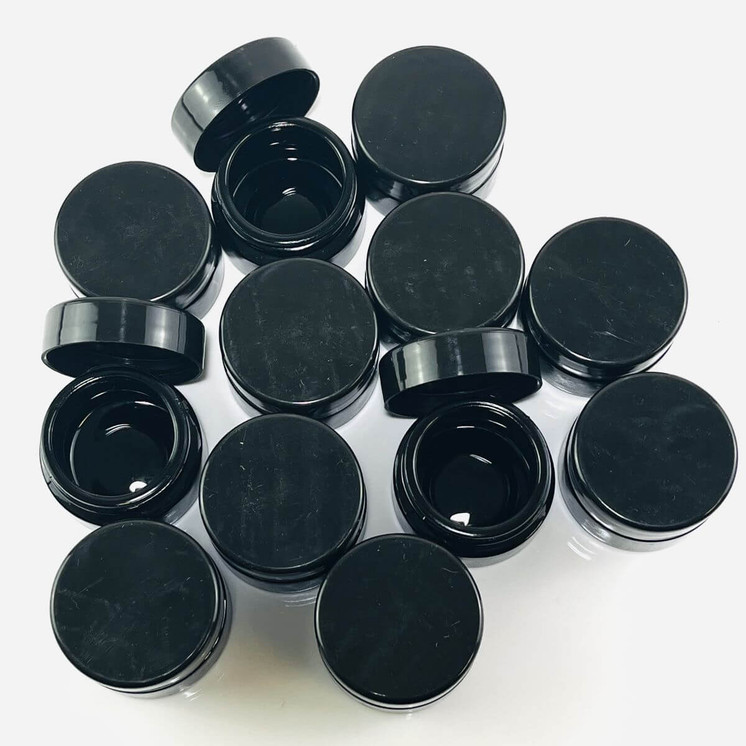 GLASS JAR UV BLACK - 10ML - 12 COUNT PER PACK