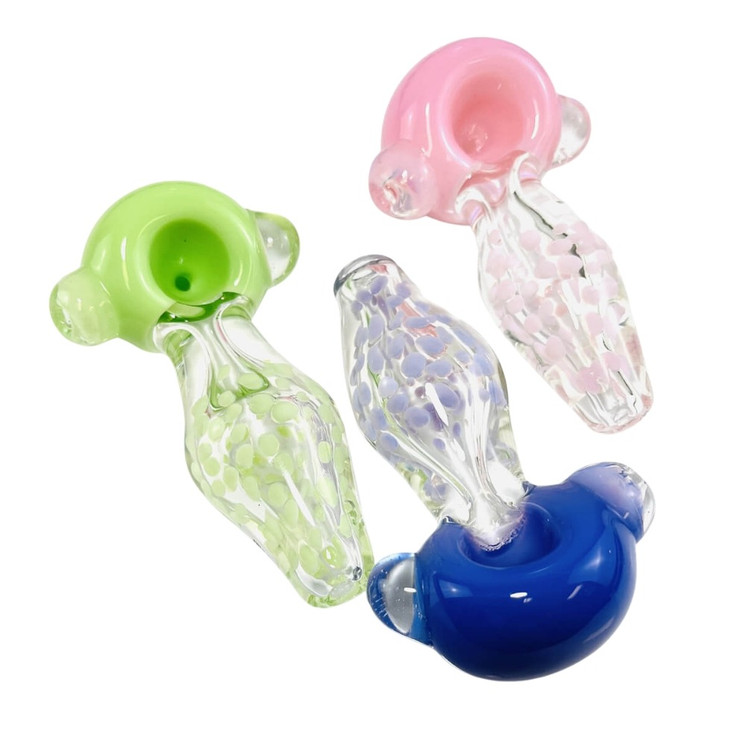 HANDPIPE 4" INCH - FUMED WITH DOT HEAD - ASSORTED DESIGN