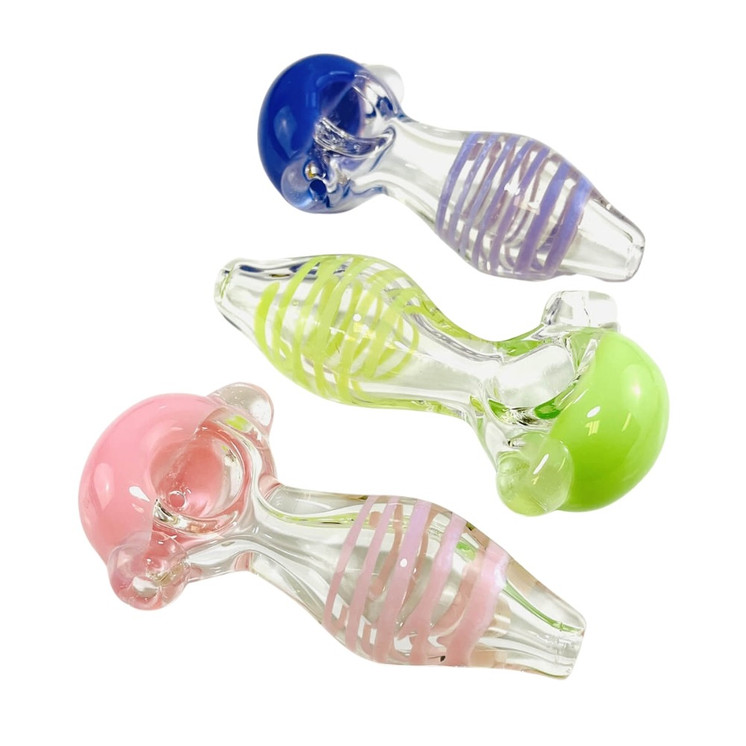 Handpipe 4" Inch - Fumed With Dot Head - Assorted Design - Price Per Piece