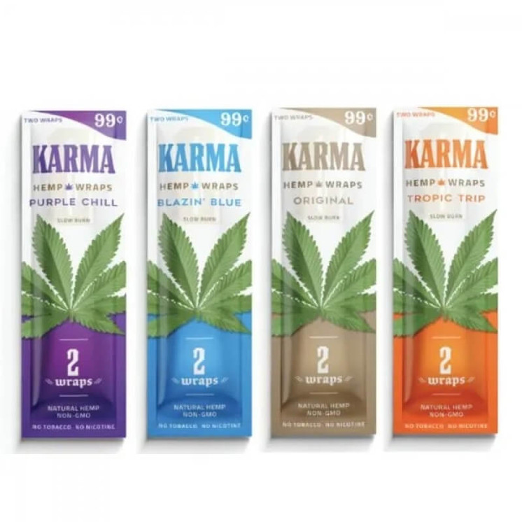 KARMA HEMP WRAP - 2 COUNT PER PACK - 25 PACKS PER DISPLAY