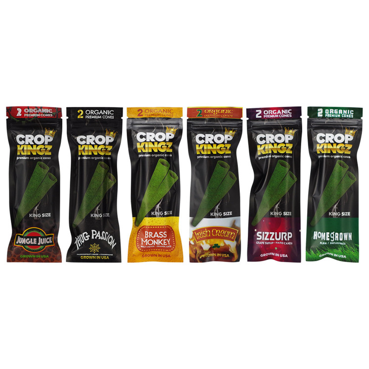 Crop Kingz Organic Cones - King Size - 2 Cones Per Pack - 10 Packs Per Box