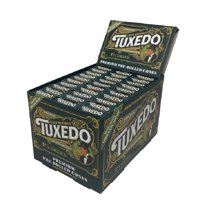 TUXEDO PREMIUM PRE-ROLLED CONES 1.25 (1 14) - 6 CONES PER PACK - 30 PACK PER BOX