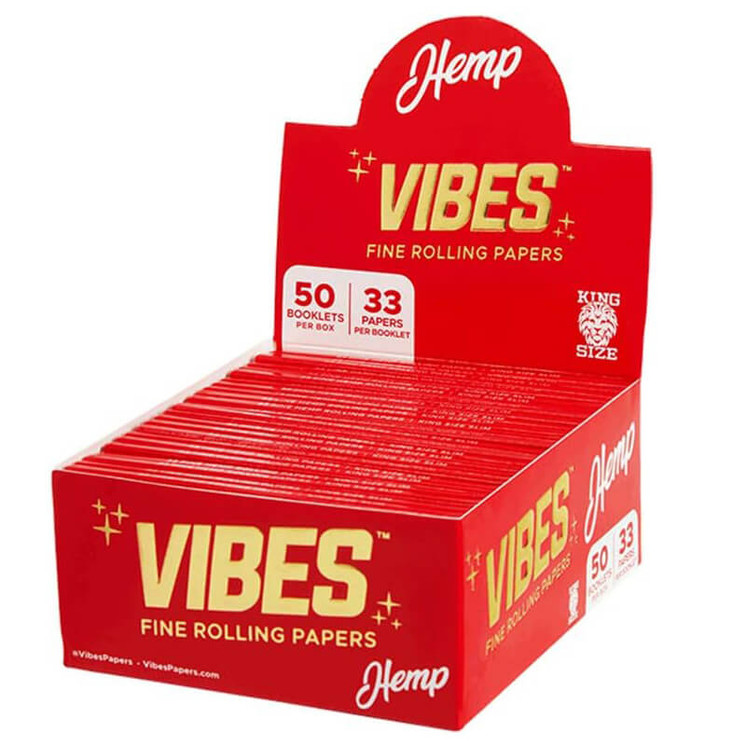 Vibes - King Size Slim Rolling Papers - 33 Papers Per Pack - 50 Pack Per Box-hemp