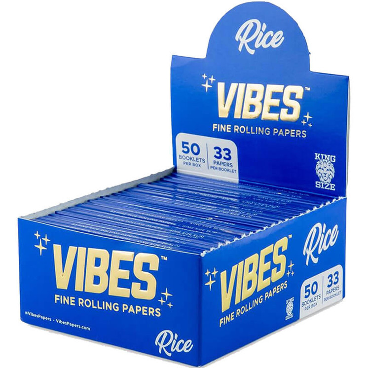 Vibes - King Size Slim Rolling Papers - 33 Papers Per Pack - 50 Pack Per Box-rice