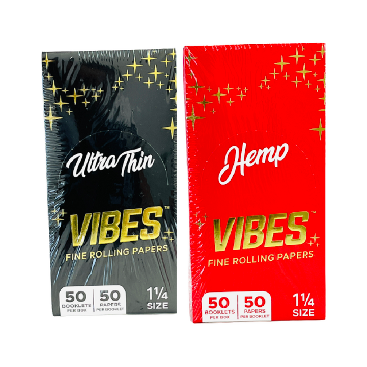 VIBES FINE ROLLING PAPERS - 50 PAPERS PER PACK - 50 PACK PER BOX