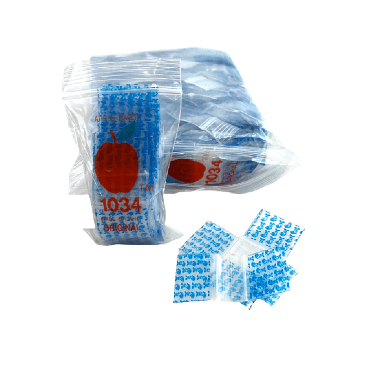 APPLE BAGGIES 1034 ZIPLOCK 2.5MIL PLASTIC BAGS - 1 X 34 - 100 BAGS PER PACK - 10 PACKS PER BOX-06