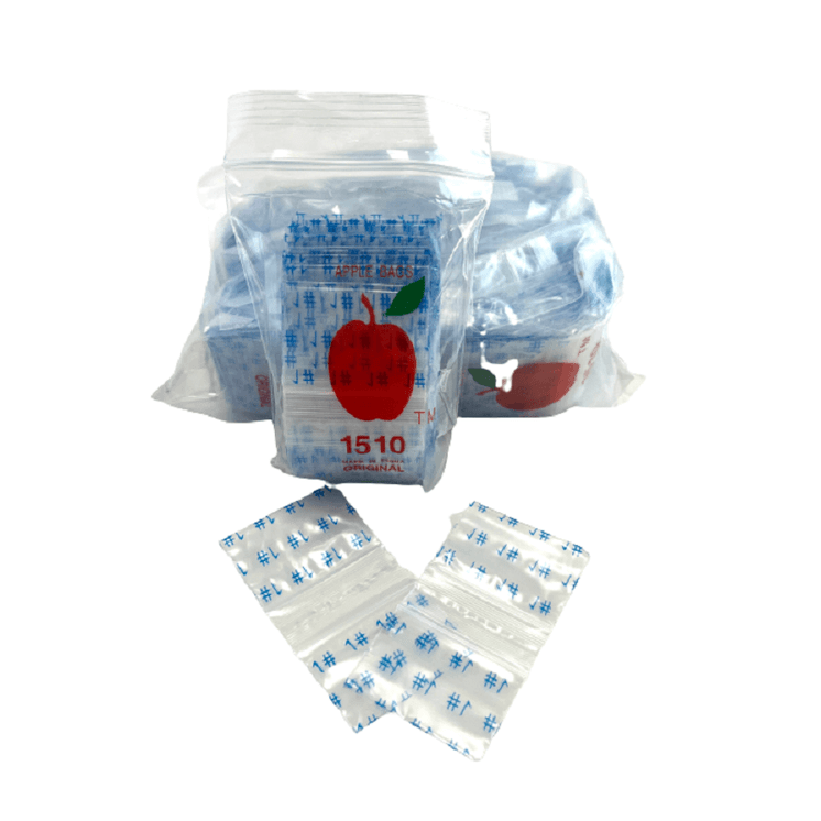 Apple Baggies 1510 - Ziplock 2.5mil Plastic Bags - 1.5 X 1 Inch  - 100 Bags Per Pack - 10 Packs Per Box