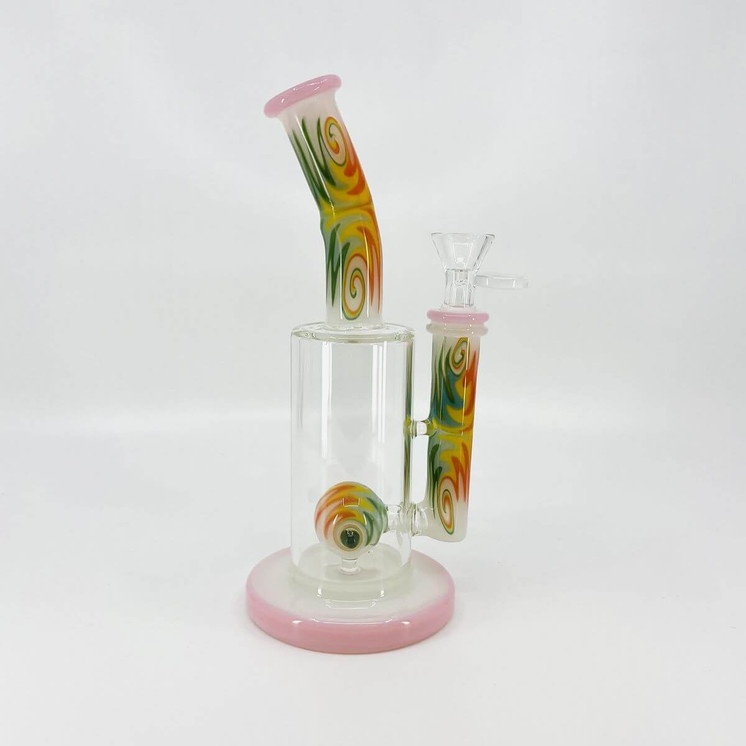 WATERPIPE 8" INCH - BENT NECK SWIRLED WITH BALL SHOWERHEAD PERC - ASSORTED