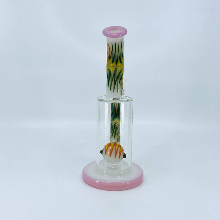 WATERPIPE 8" INCH - BENT NECK SWIRLED WITH BALL SHOWERHEAD PERC - ASSORTED