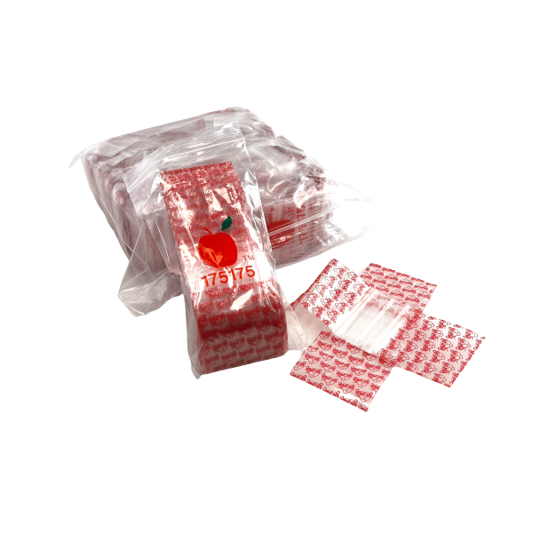 APPLE BAGGIES 175175 ZIPLOCK 2.5MIL PLASTIC BAGS - 1.75 X 1.75 - 100 BAGS PER PACK - 10 PACKS PER BOX-06