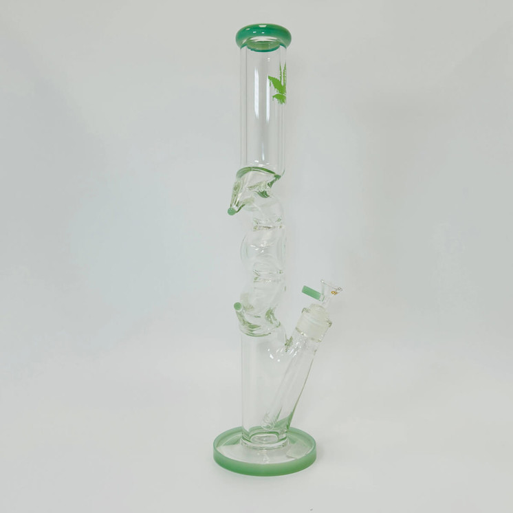 Aleaf Winding Glass Waterpipe 18" Inch - Beaker With 14mm Bowl - 6" Downstem-Green