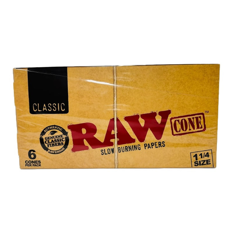 Raw - Classic Unrefined Pre Roll Cone - 1 1/4 - 6 Per Pack - 32 per display