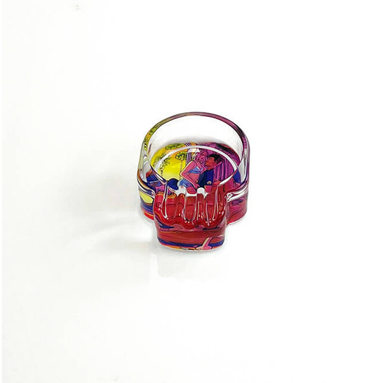 VCAT GLASS ASH TRAY - SKULL DESIGN - ASSORTED DESIGN - ASSORTED  COLORS