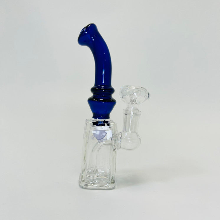 Square Heavy With Assorted Color Neck Waterpipe - 6 Inch - Price Per Piece