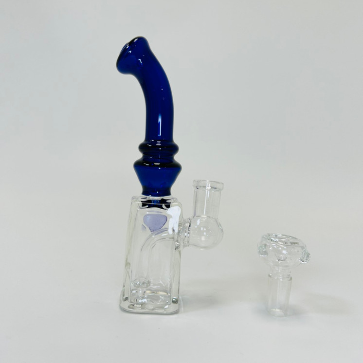 Square Heavy With Assorted Color Neck Waterpipe - 6 Inch - Price Per Piece