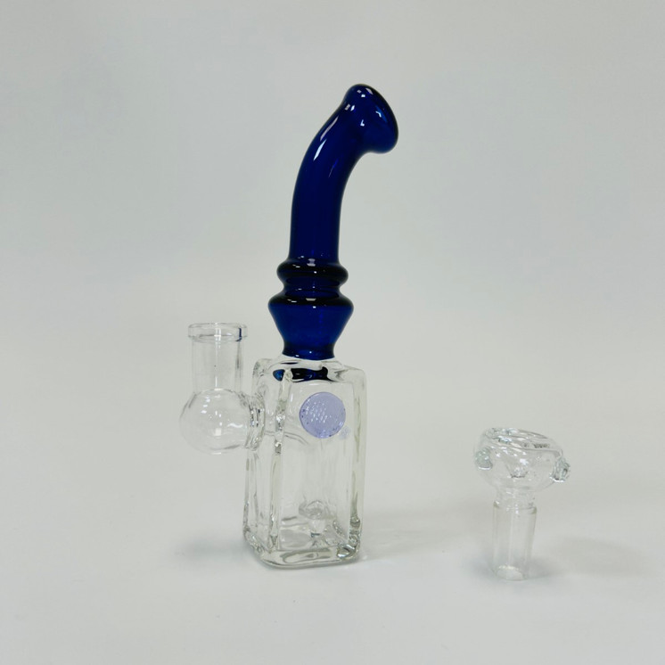 Square Heavy With Assorted Color Neck Waterpipe - 6 Inch - Price Per Piece