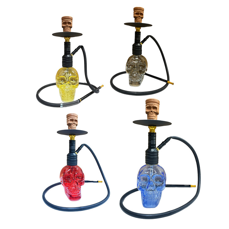 LAIS HOOKAH SKULL - 20" IN SIZE - 1 HOSE - ASSORTED COLOR