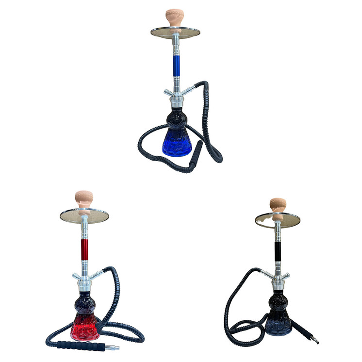 Dud Hookah Bubbly - 20" In Size - Glass Tray - 1 Hose - Assorted - Price Per Piece