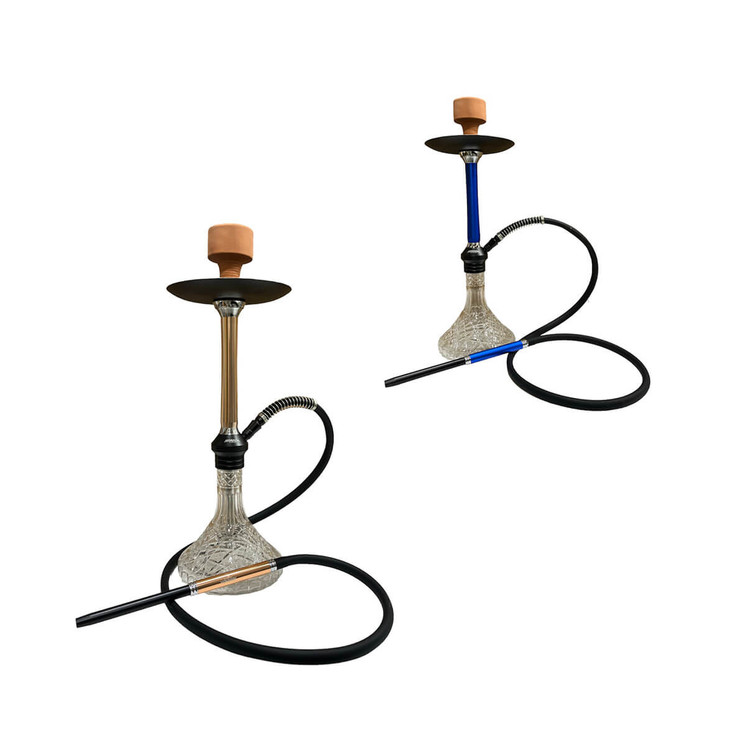 Armada Hookah Cristal Glass Vase - 29" In Size - 1 Hose - Price Per Piece - Assorted Colors - AT1014  