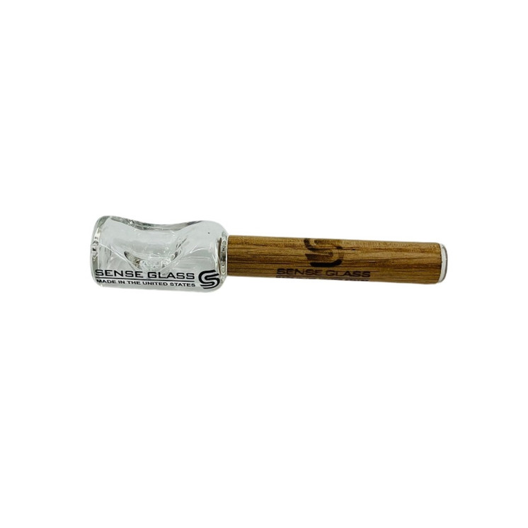 Sense Glass Mini Handpipe With Wood Handle