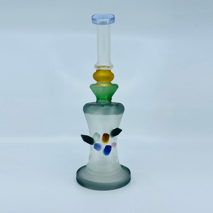 Tataoo Waterpipe With Frosted Crystals Neck Tube - 12 Inch - C-77 - Assorted