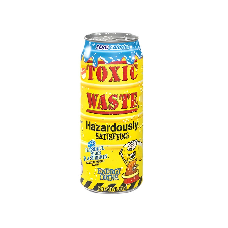 TOXIC WASTE 16oz. CAN ZERO CALORIE BANEFUL BLUE RASPBERRY