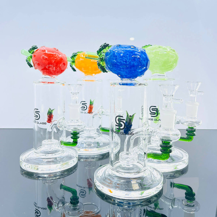 Sense Glass Waterpipe - 7" Inch - Pineapple With Matrix Perc - Asorted Colors - Price Per Piece