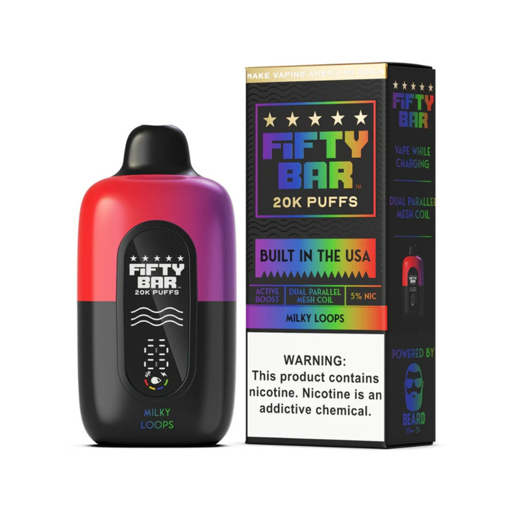 Fifty Bar 20000 Puffs USA Built Vape - Milky Loops