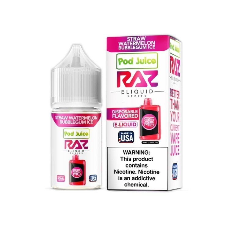 Pod Juice RAZ E-Liquid 30ml 55mg Nicotine Salt Vape Juice – Multiple Flavors
