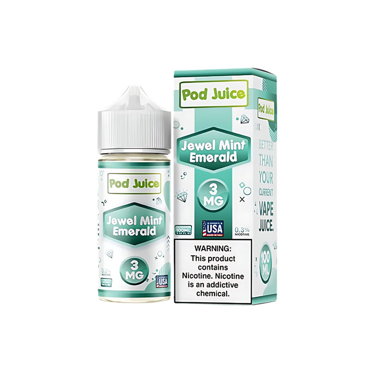 Pod Juice E-Liquid 100ml Jewel Mint Emerald – 3mg & 6mg | Premium Mint Vape Juice