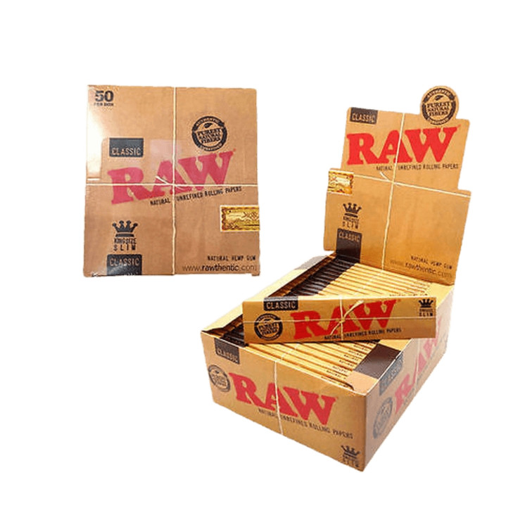Raw King Size Slim Classic Rolling Papers 50 Booklets Box