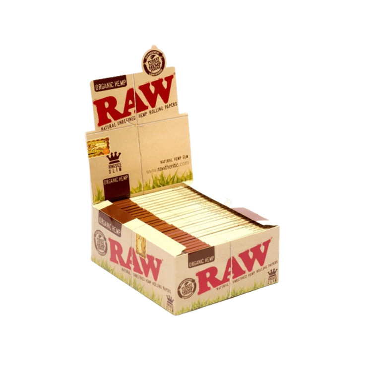 Raw Organic Hemp King Size Slim Rolling Papers 50 Booklets Box