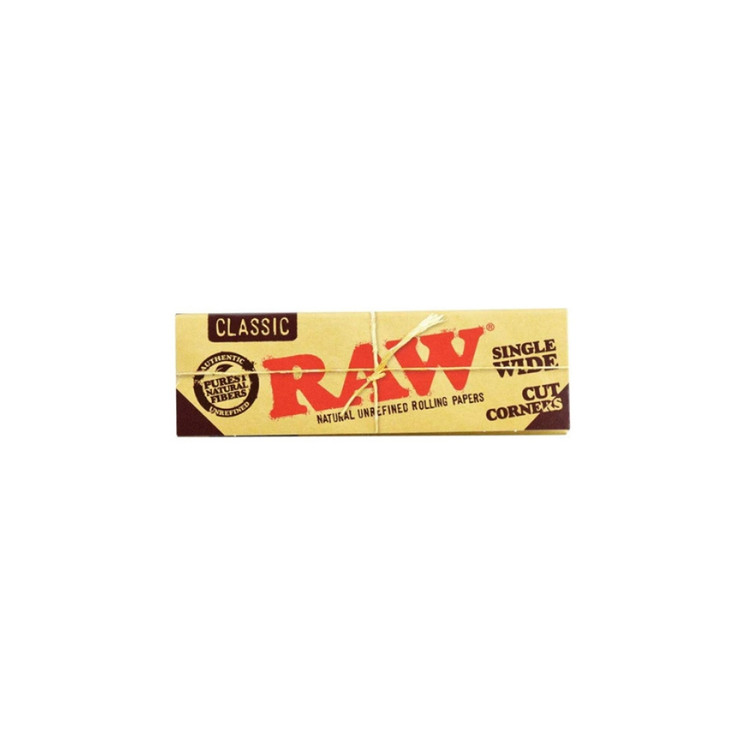 Raw Classic Single Wide Rolling Papers Cut Corners 50 Packs Box