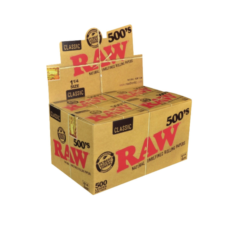 Raw 500's Classic 1 1/4 Rolling Papers 79mm 20 Packs Box