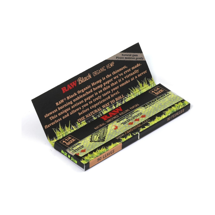 Raw Black Organic Hemp 1 1/4 Rolling Papers 24 Packs Box