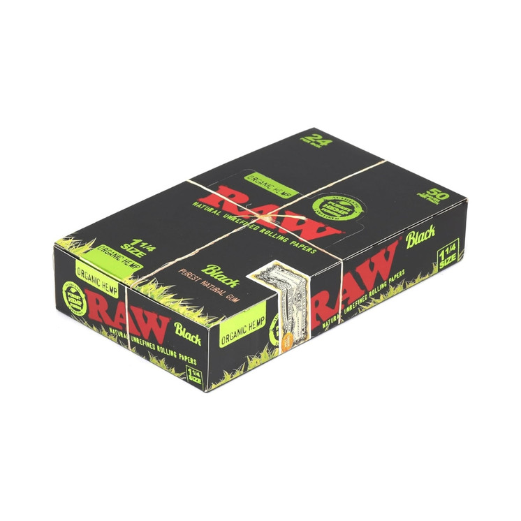 Raw Black Organic Hemp 1 1/4 Rolling Papers 24 Packs Box