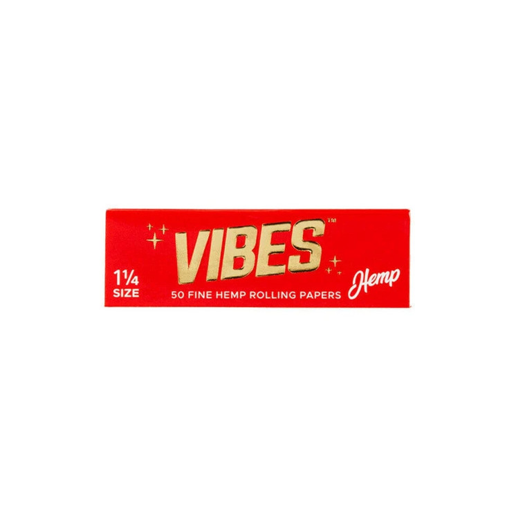 VIBES Hemp Rolling Papers with Tips 1 1/4 Size 24 Packs Box