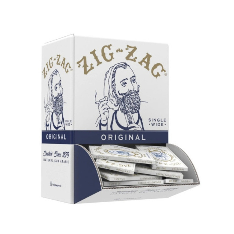 Zig Zag Single Wide Original White Rolling Papers 32 Leaves 48 Packs Per Box