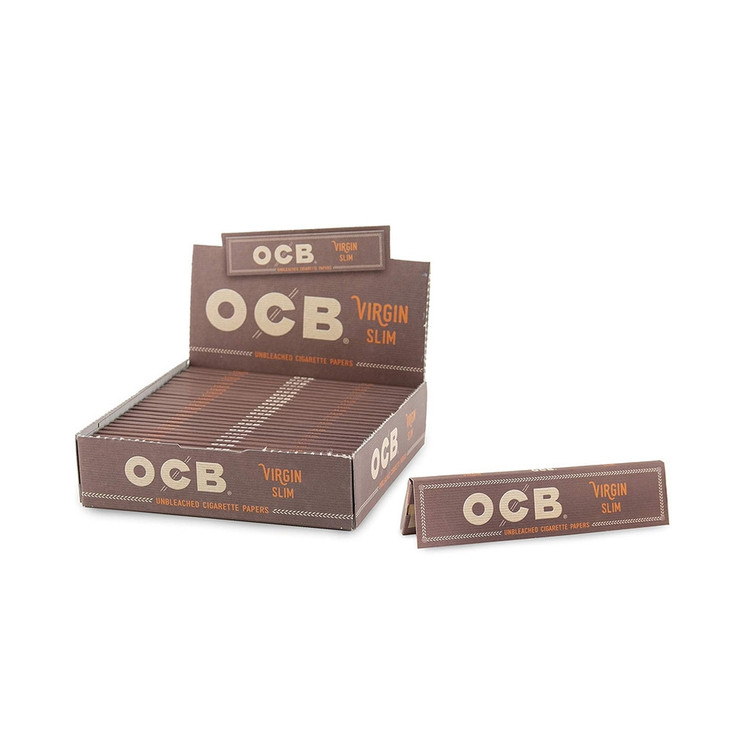 OCB Virgin Slim Unbleached Rolling Papers King Size – 24 Pack Box