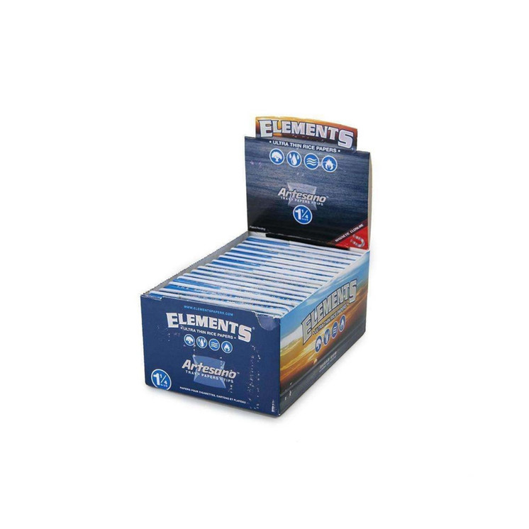 Elements Artesano Rolling Papers 1 1/4 Size with Tray & Tips – 15 Pack Box