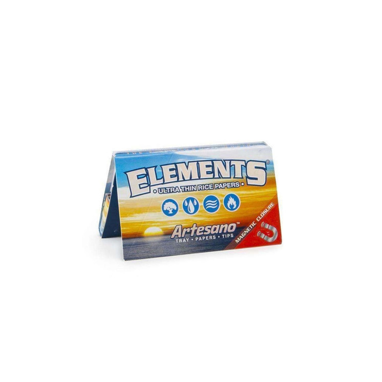 Elements Artesano Rolling Papers 1 1/4 Size with Tray & Tips – 15 Pack Box