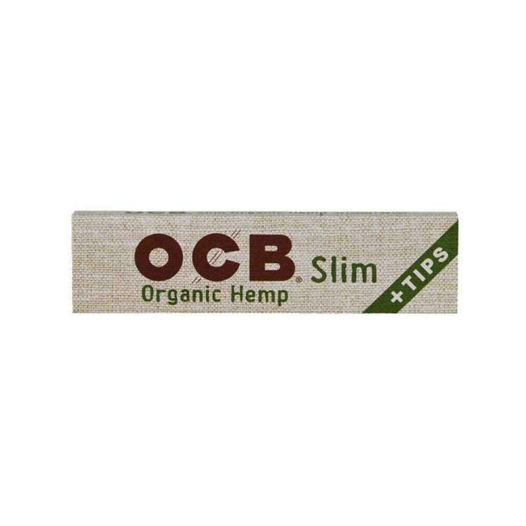 OCB Organic Hemp Slim Rolling Papers With Tips 24 Packs Per Box