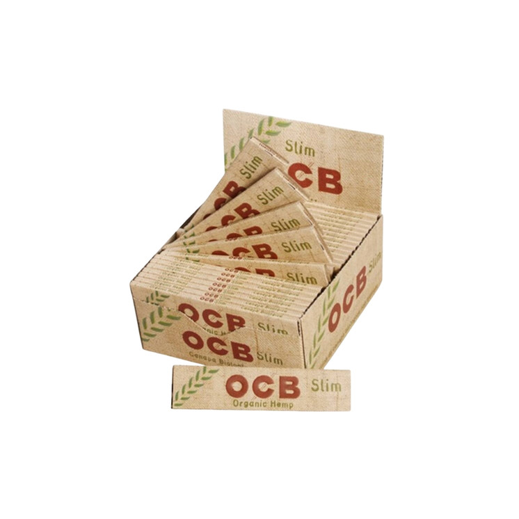 OCB Organic Hemp Unbleached Slim Rolling Papers 24 Pack Box